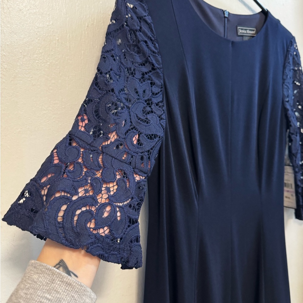 Jessica Howard Navy Long Sleeve Lace Dress